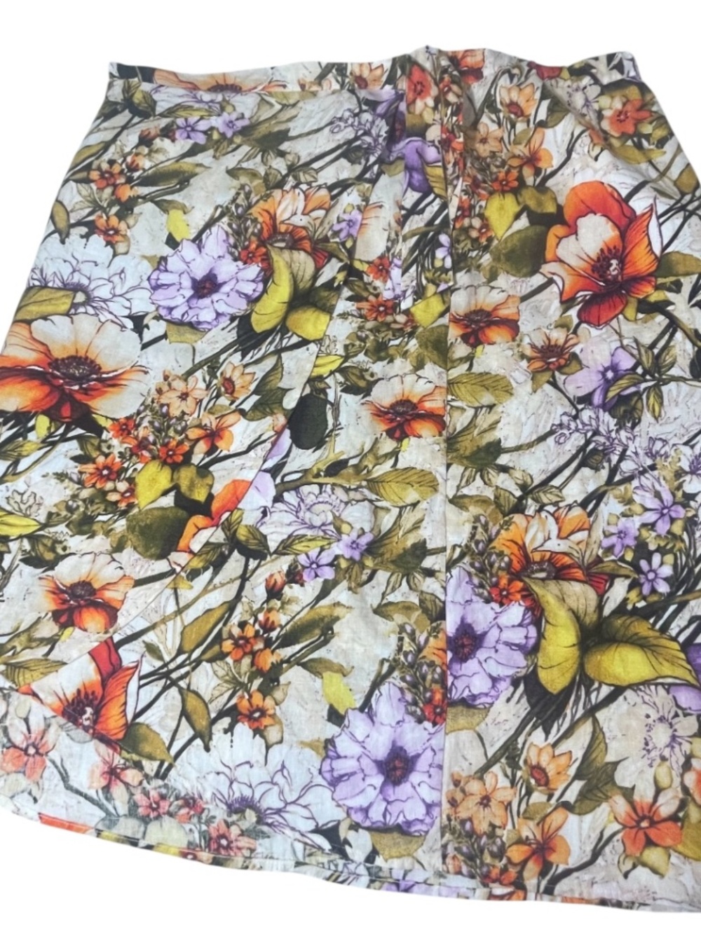 Chico's Linen Floral Wrap Skirt Size 4 (US 20/22) Botanical Print Summer Resort - Picture 9 of 16